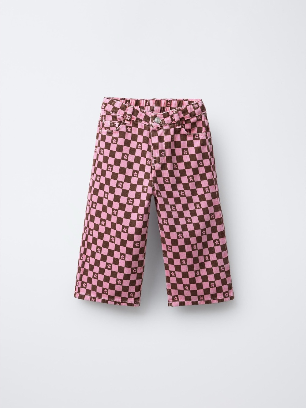 Zara Pink and Brown Checkerboard Kids Pants